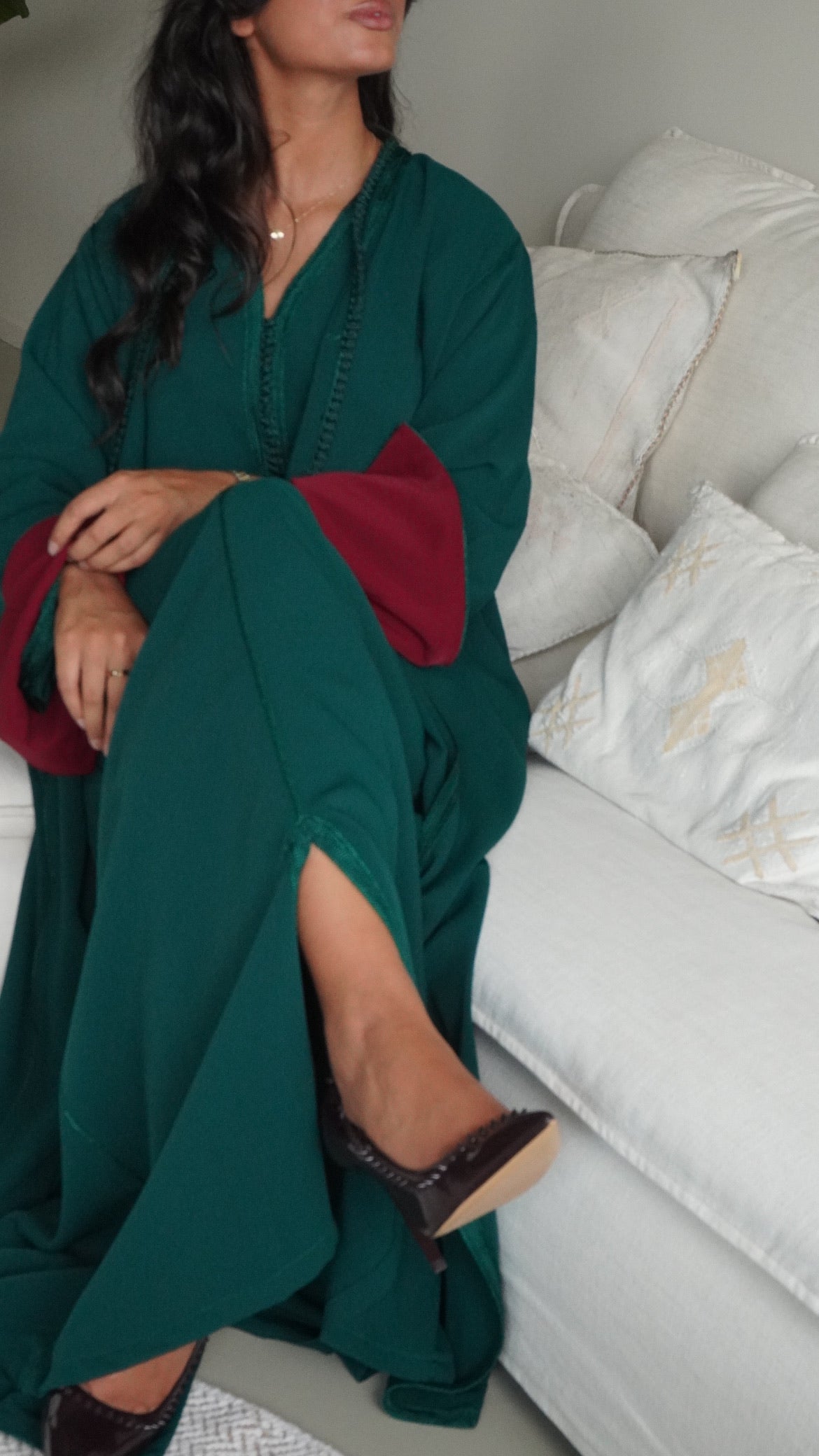 Kimono Jellaba set Green x Bordeaux