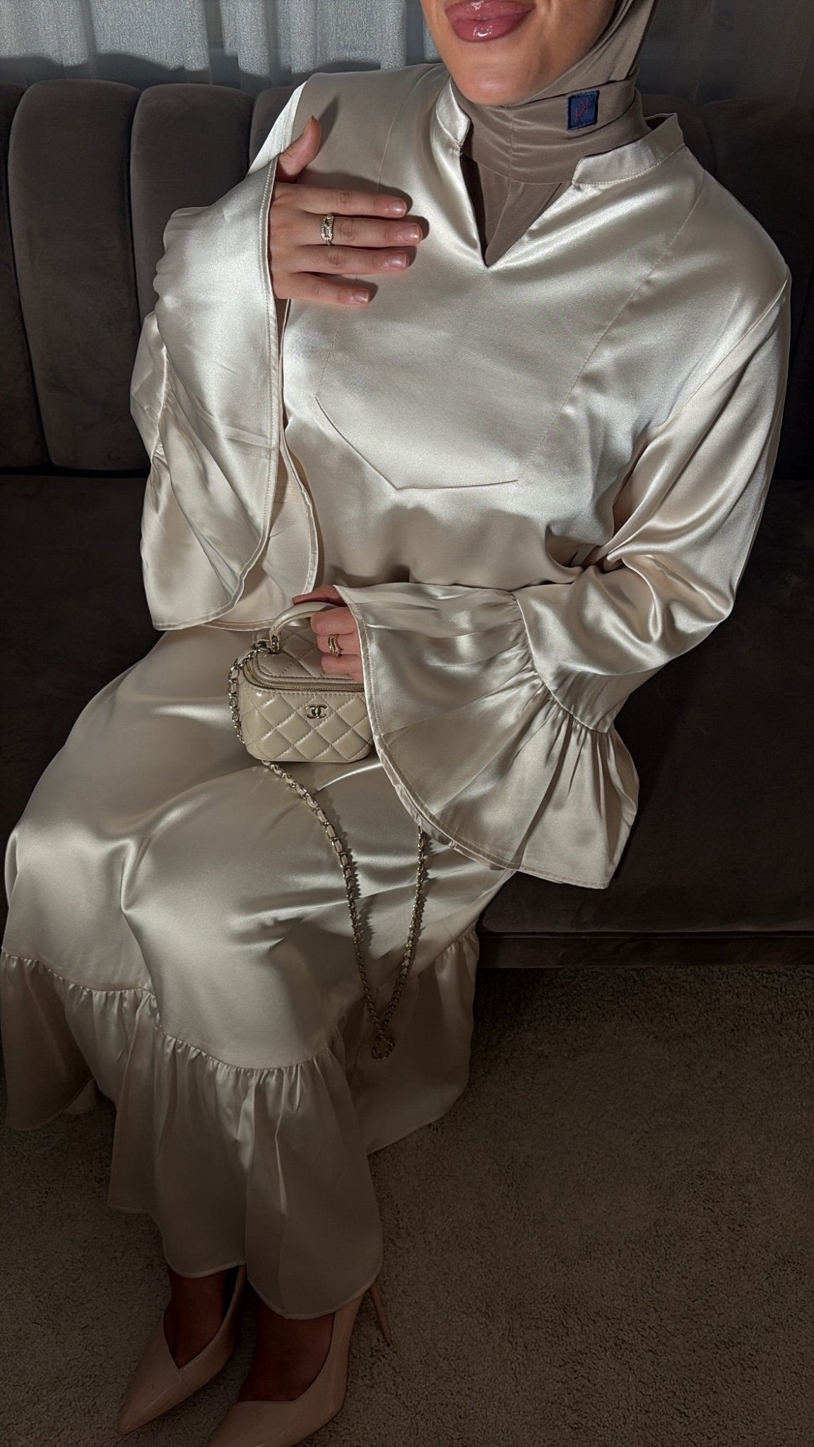 Flowy Amara Qaftan dress Cream white