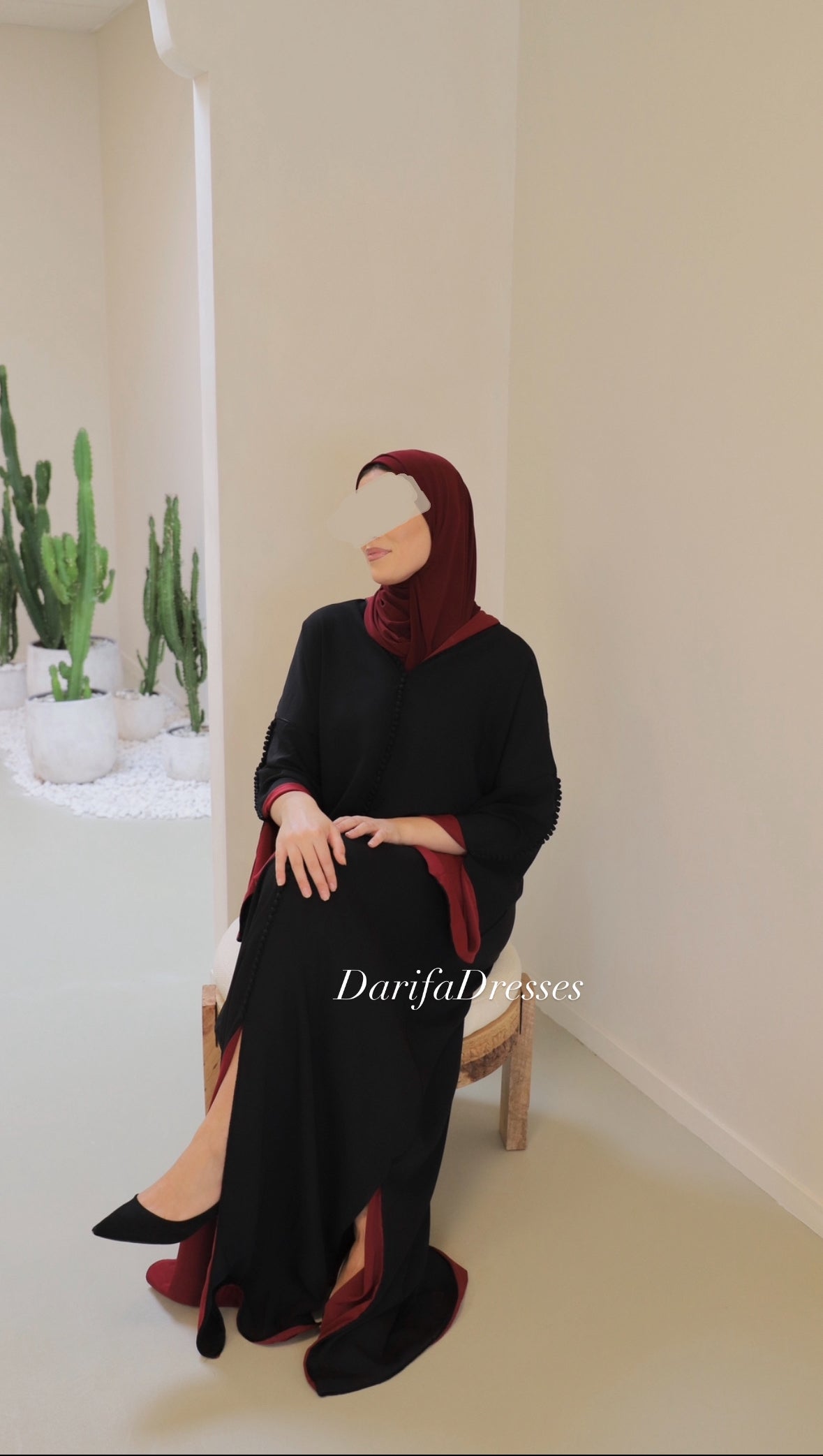Qaftan Nisa Black x Bordeaux