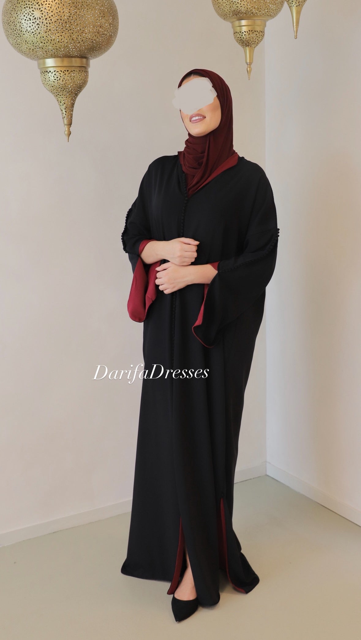 Qaftan Nisa Black x Bordeaux