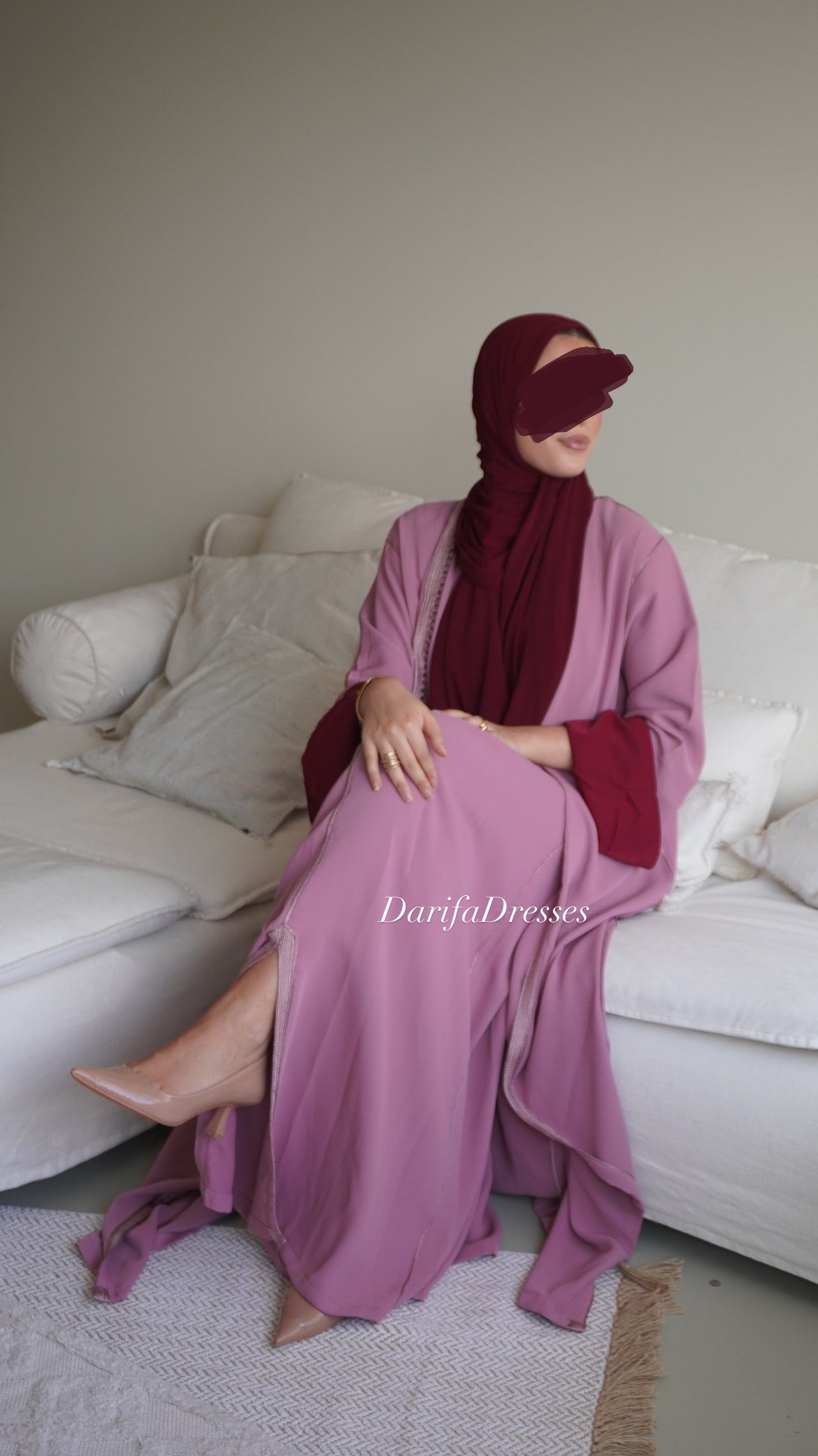 Kimono Jellaba set Pink x Bordeaux