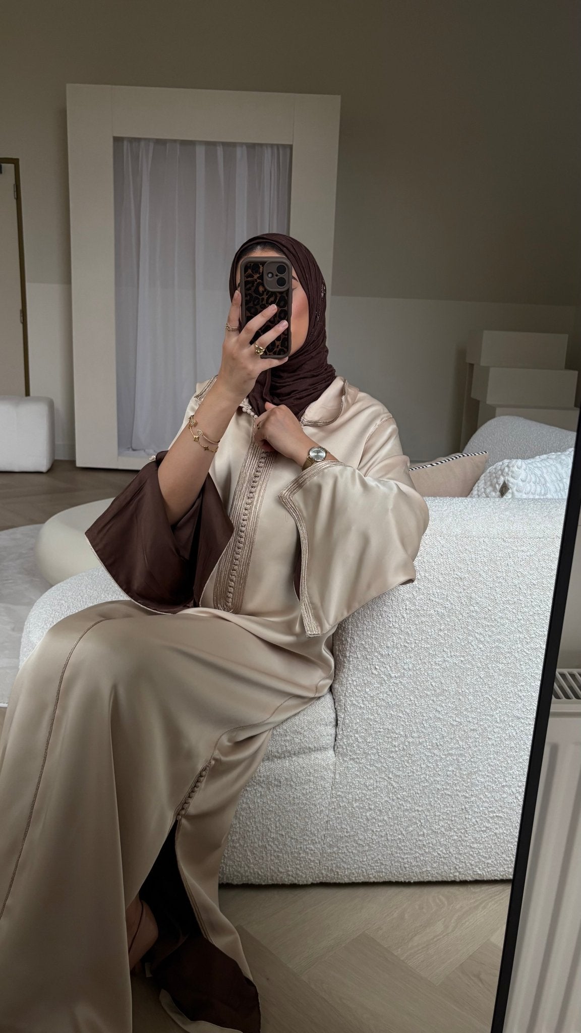 Qaftan Tasneem – Beige x Brown Edition