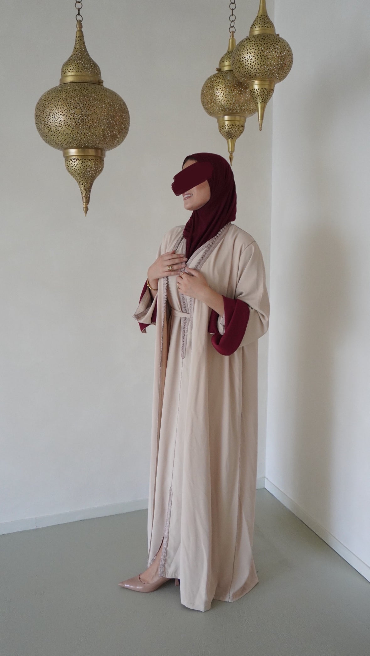 Kimono Jellaba set Beige x Bordeaux