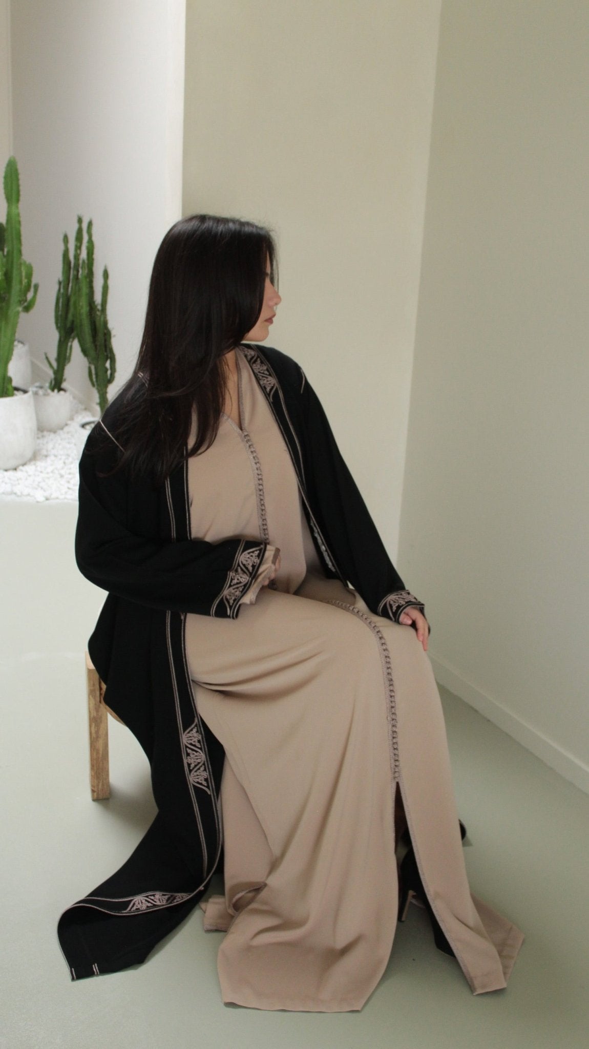 Two Piece Qaftan Black x Capuccino