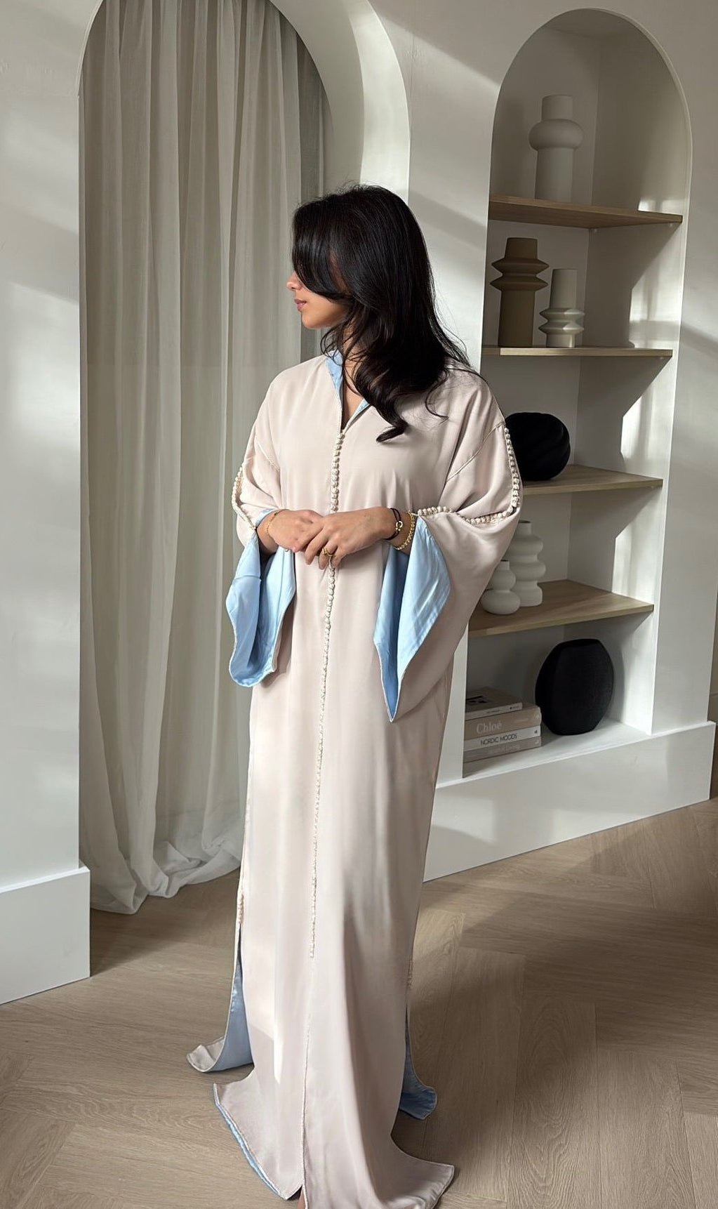 Qaftan Nisa Beige x Light Blue
