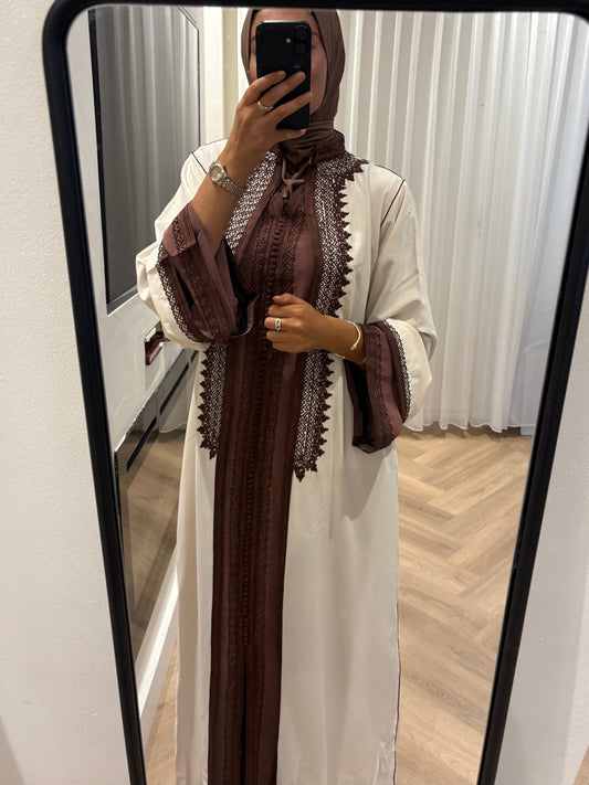 Two piece Qaftan Royal White x Brown