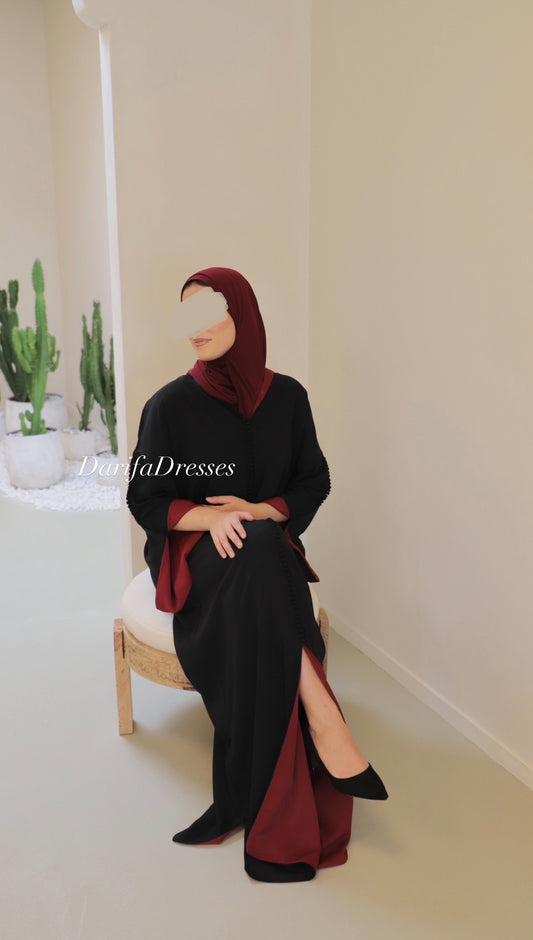 Qaftan Nisa Black x Bordeaux