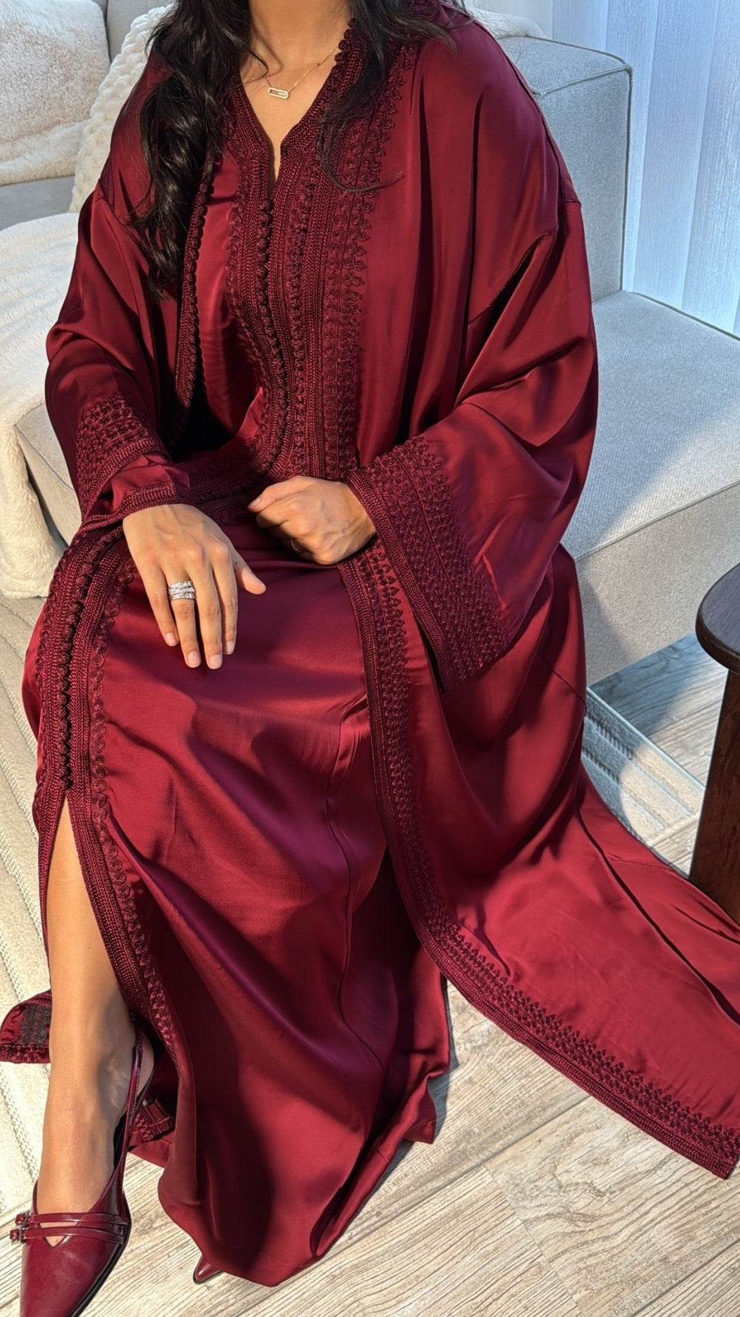 Sara Two piece Qaftan set Royal Bordeaux