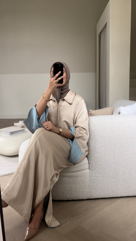 Qaftan Tasneem – Beige x Blue Edition
