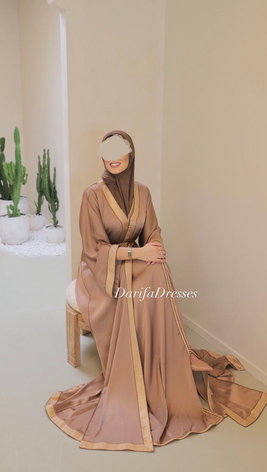 Gold x Brown Satin Takshita