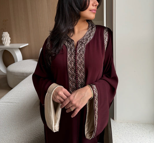 Qaftan Amira Burgundy x Cream