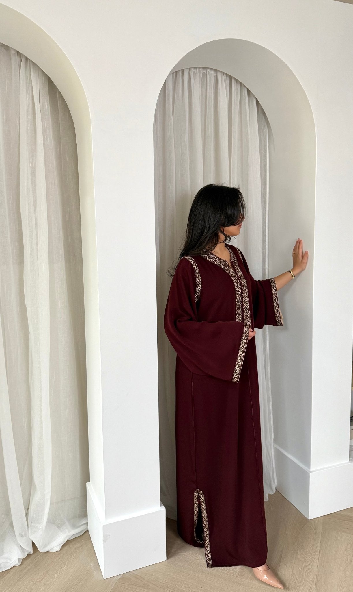 Qaftan Amira Burgundy x Cream