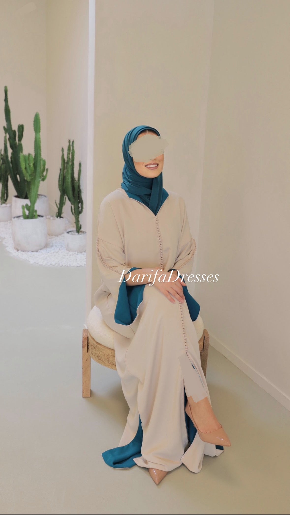 Qaftan Nisa Beige x Turqoise