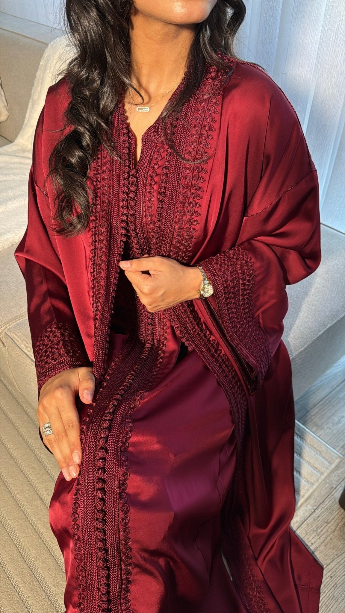 Sara Two piece Qaftan set Royal Bordeaux
