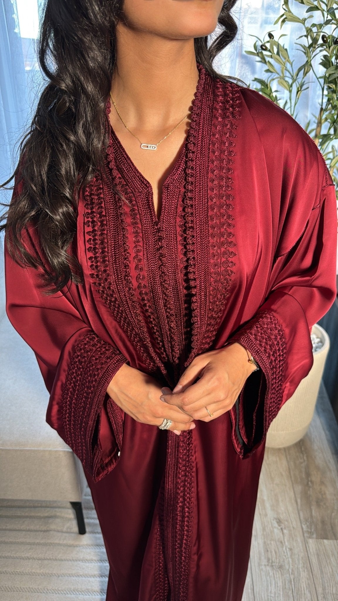 Sara Two piece Qaftan set Royal Bordeaux