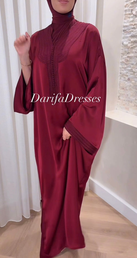 Qaftan Layan Satin Burgundy