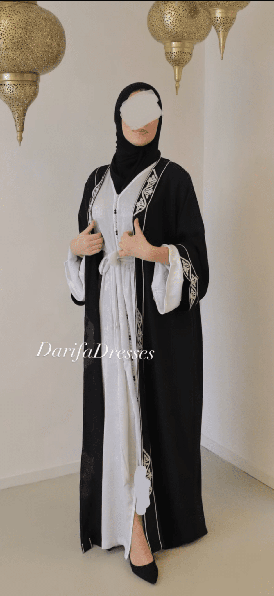 Two piece Caftan Black x White