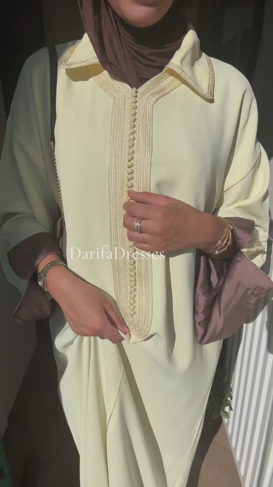 Qaftan Tasneem Yellow x Brown